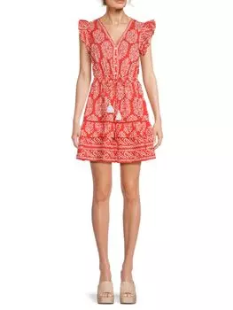 Многослойное мини-платье с принтом Celina Moon, оранжевый