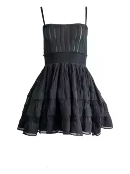 Многослойное мини-платье в рубчик Alaa, серый