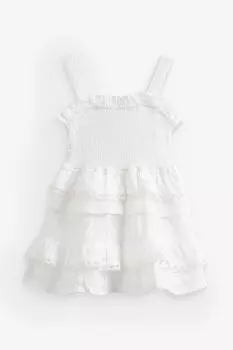 Многослойное платье для девочки с английской вышивкой River Island, белый