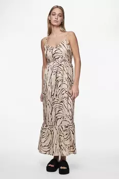 Многослойное платье макси Pieces, бежевый