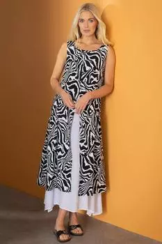 Многослойное платье макси с зебровым принтом Klass., черный