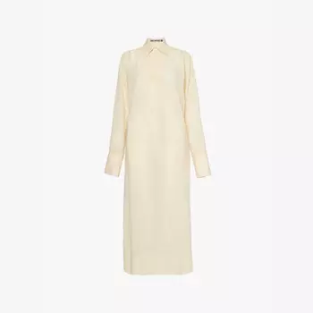 Многослойное платье-миди Enclothe из смеси шерсти с длинными рукавами Issey Miyake, белый