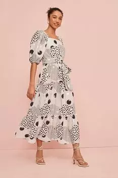 Многослойное платье миди с квадратным вырезом Next, черный