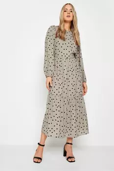 Многослойное платье миди с леопардовым принтом Long Tall Sally, бежевый