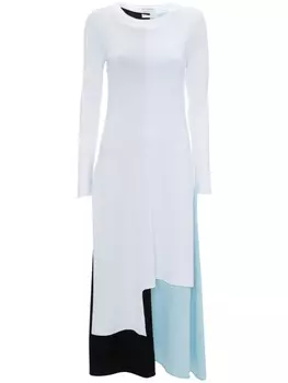 Многослойное платье миди в стиле колор-блок JW Anderson, белый
