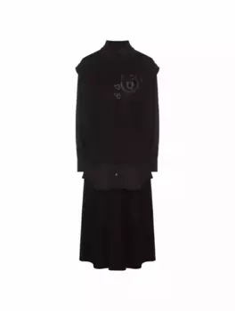 Многослойное платье-рубашка MM6 MAISON MARGIELA, черный