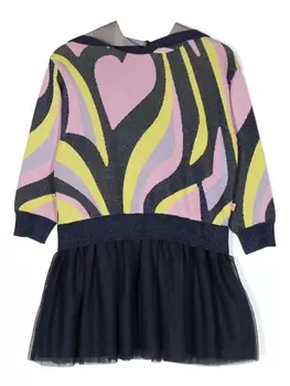 Многослойное платье с абстрактным принтом Billieblush, фиолетовый