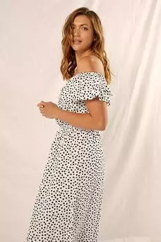 Многослойное платье с фактурой в горошек Long Tall Sally, бежевый