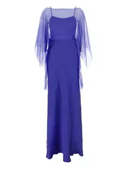 Многослойное платье с поясом Alberta Ferretti, синий