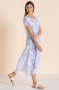 Многослойное платье с принтом Klass., белый