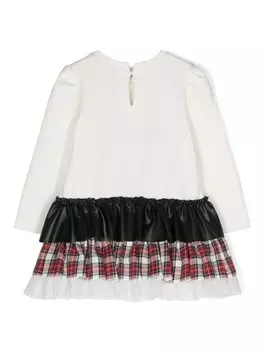 Многослойное платье с принтом плюшевого мишки Monnalisa, белый