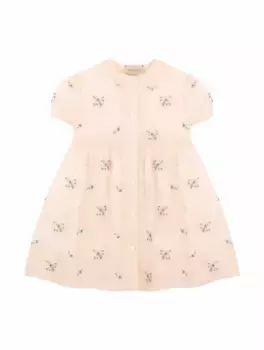 Многослойное платье с вышивкой Gucci, розовый