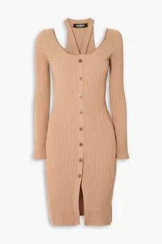 Многослойное платье в рубчик ANDREDAMO, песочный