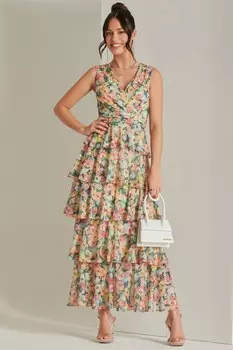 Многослойное сетчатое платье макси Jolie Moi, желтый