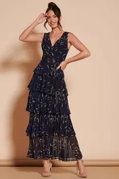 Многослойное сетчатое платье макси Jolie Moi, синий