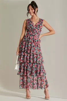 Многослойное сетчатое платье макси Jolie Moi, розовый