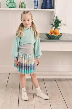 Многослойное укороченное худи (3-16 лет) Next, синий