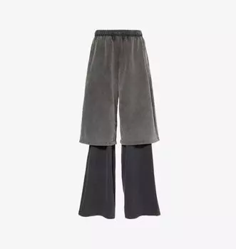 Многослойные хлопковые спортивные брюки прямого кроя Acne Studios, черный