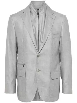 Многослойный блейзер с меланжевым эффектом от Corneliani, серый