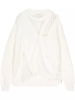 Многослойный джемпер открытой вязки Feng Chen Wang, белый