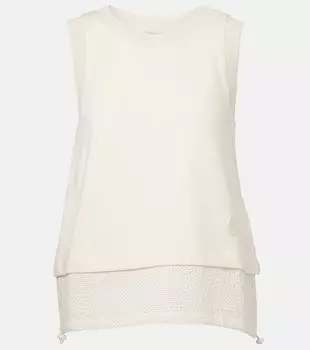 Многослойный хлопковый топ Moncler, 034 - White