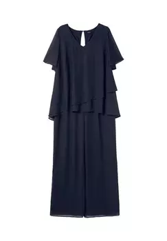 Многослойный комбинезон из жоржета с широкими штанинами Sheego, морской