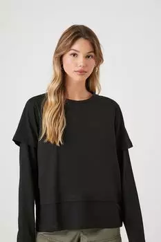Многослойный комбинированный топ Forever 21, черный