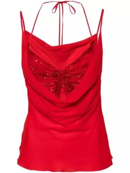 Многослойный шелковый топ Blumarine, красный