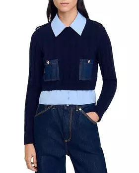 Многослойный свитер Sandro Jules, синий