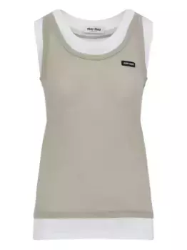 Многослойный топ без рукавов MIU MIU, нейтральный