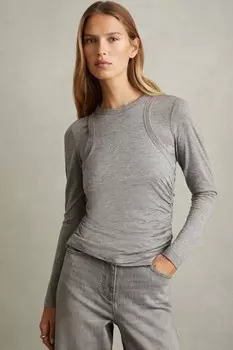 Многослойный топ с длинными рукавами Charlie Reiss, серый