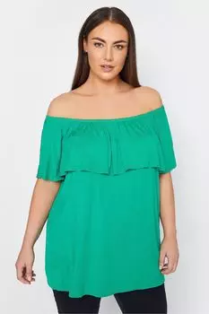 Многослойный топ с открытыми плечами Evans, зеленый