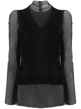 Многослойный топ с высоким воротником Undercover, черный