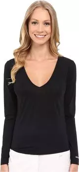 Многослойный топ Sunsense с длинными рукавами Jamie Sadock, цвет Jet Black