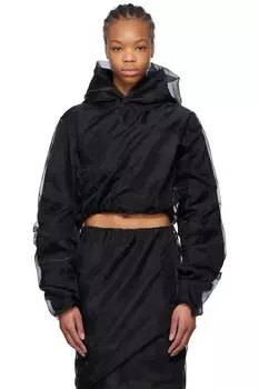 Многослойный укороченный худи We11Done, черный