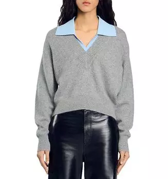 Многослойный вязаный свитер Sandro, серый