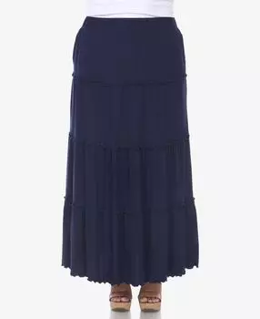 Многоуровневая длинная юбка больших размеров White Mark, синий