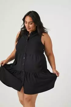 Многоуровневое мини-платье больших размеров Forever 21, черный