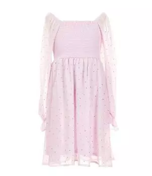 Многоуровневое платье Allison & Kelly для больших девочек 7–16 лет с длинными рукавами и квадратным вырезом, розовый