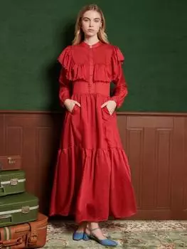 Многоуровневое платье макси с ореховым гребешком Sister Jane, красный