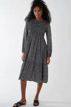 Многоуровневое платье с длинными рукавами и цветочным принтом Blue Vanilla, черный