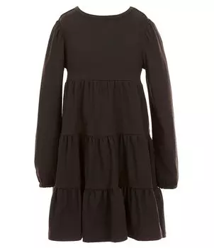 Многоуровневое платье с длинными рукавами и круглым вырезом для маленьких девочек Copper Key 2T-6X, черный