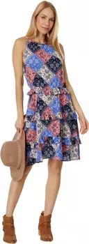 Многоуровневое платье с вырезом богини и застежкой на пуговицы Wrangler, цвет Blue/Pink