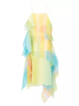 Многоуровневое шифоновое платье макси в полоску Kylie STAUD