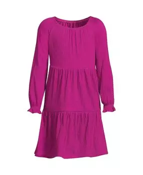 Многоуровневое трикотажное платье с длинными рукавами для девочек Lands' End