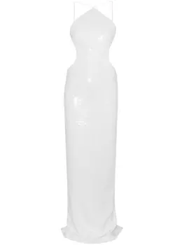 Mnot платье макси с вырезом халтер и пайетками, белый