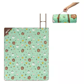 Mobi Garden Line Friends складной портативный влагостойкий, необрастающий и простой в уходе коврик для пикника YX Brown Bear Green Print