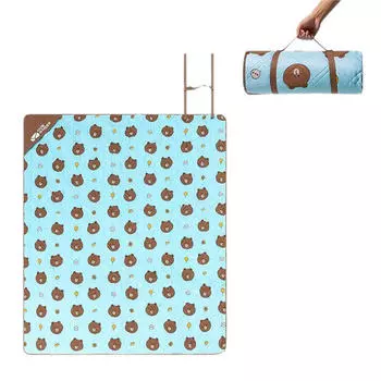 Mobi Garden Long Bear Coni Rabbit Forest Series Складной портативный коврик для пикника Brown Bear Blue Print (200*180)