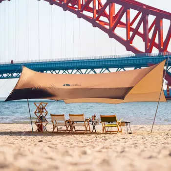 Mobi Garden Открытый Семейный Кемпинг Навес Палатка Солнцезащитный и непромокаемый шестиугольный навес Junting 440 Теплый песочный цвет NX22661004