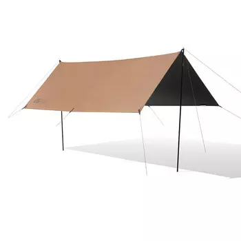 Mobi Garden Outdoor непромокаемый тент для кемпинга 410 (виниловая версия), теплый песочный цвет [2 опорные стойки]